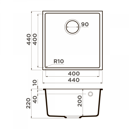 Мойка Omoikiri Bosen 44-U-SA бежевый (440x440 мм) 4993597