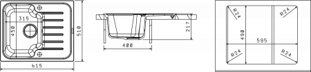 Мойка Florentina Таис-615 Коричневый  (615x510 мм) 20.235.A0615.105