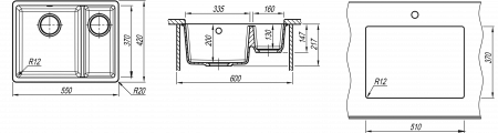 Мойка Flortek Ринг 335/160 шампань (550x420 мм) 24.055.D0510.202