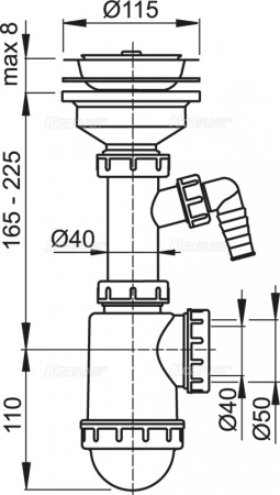 Сифон AlcaPlast A446P-DN50/40