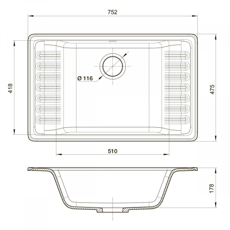 Мойка GranFest Quarz терракот (475x752 мм) 71 терракот