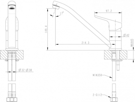Смеситель Bravat Drop F74898C-2 хром