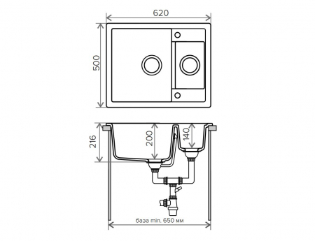 Мойка Tolero Classic R-109 серый металлик (620x500 мм) 765544