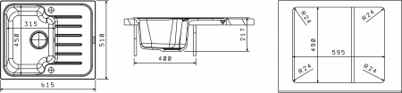 Мойка Florentina Таис-615 Черный  (615x510 мм) 20.235.A0615.102