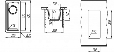 Мойка Flortek Ринг 160 мокко (200x420 мм) 24.050.00160.303