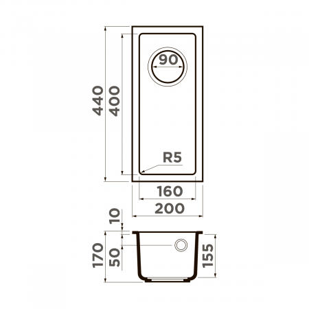 Мойка Omoikiri Bosen 20-U-SA бежевый (200x440 мм) 4993155