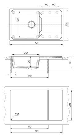 Мойка Bamboo Кардинал 840 терра 29.030.D0840.405 (840x500 мм)