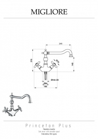 Смеситель Migliore Princeton Plus ML.CUC-8051.BR бронза