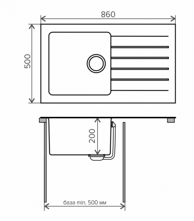Мойка Tolero Twist TTS-860 серый металлик (860x500 мм) 474414
