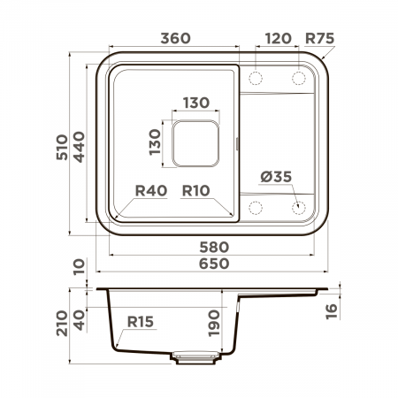 Мойка Omoikiri Tasogare 65-BE ваниль (650x510 мм) 4993479