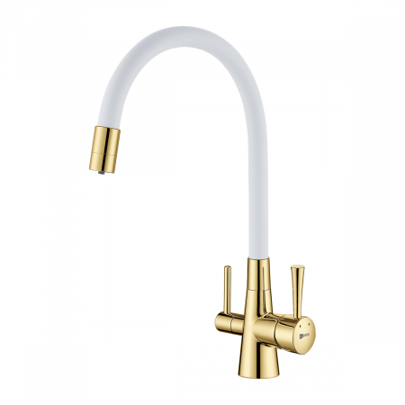 Смеситель Lemark Comfort LM3075G-White золото/белый