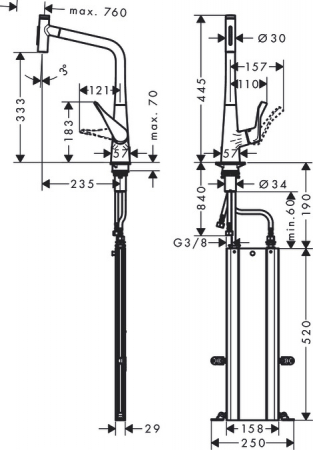 Смеситель Hansgrohe Metris Select 73816000 хром