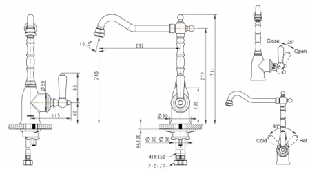 Смеситель Bravat Art F775109G-1 золото