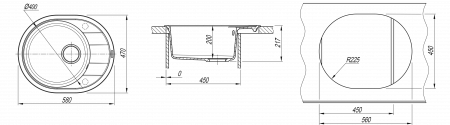 Мойка Florentina Родос-580  Капучино (580x470 мм) 20.240.B0580.306