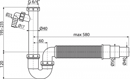 Сифон AlcaPlast A83-DN50/40