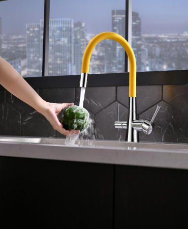 Смеситель Lemark Comfort LM3075C-Yellow хром/желтый