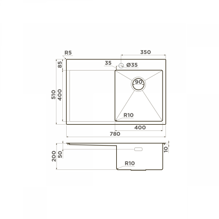 Мойка Omoikiri Akisame 78-LG-R светлое золото (780x510 мм) 4973086