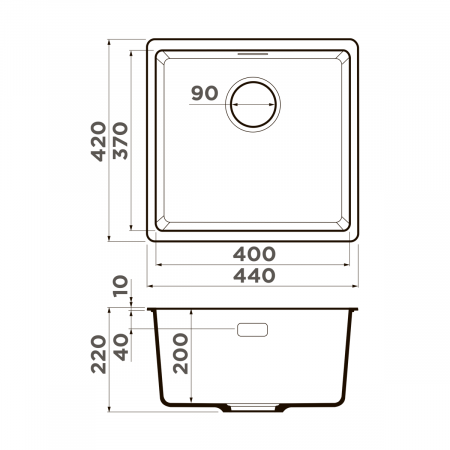 Мойка Omoikiri Kata 44-U-BL черный (440x420 мм) 4993403