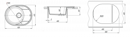 Мойка Flortek Дафна 620 антрацит (400x400 мм) 23.030.B0620.302