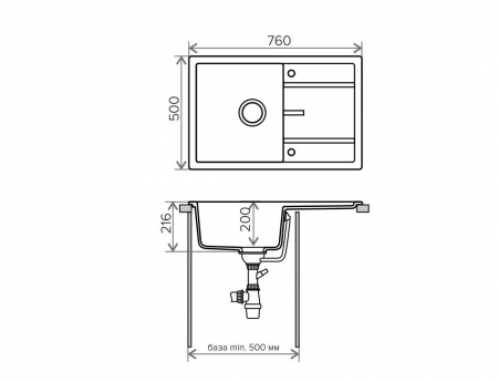 Мойка Tolero Classic R-112 серый металлик (760x500 мм) 825088