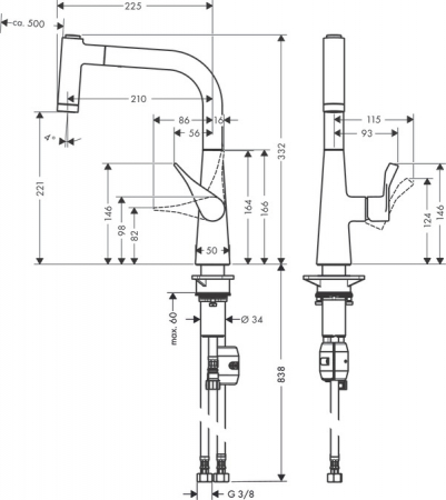 Смеситель Hansgrohe Metris 14834000 хром