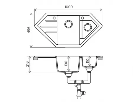 Мойка Tolero Classic R-114 черный (1000x496 мм) 765841