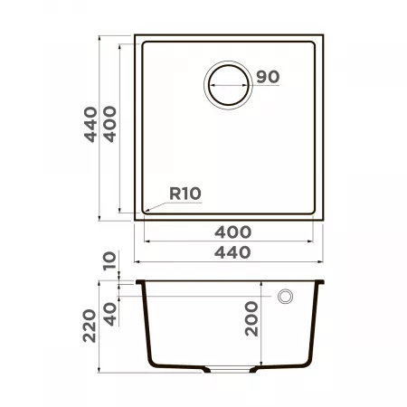 Мойка Omoikiri Bosen 44-U-BL черный (440x440 мм) 4993595