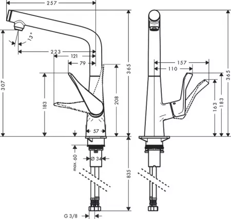 Смеситель Hansgrohe Metris Select 14883800 под сталь