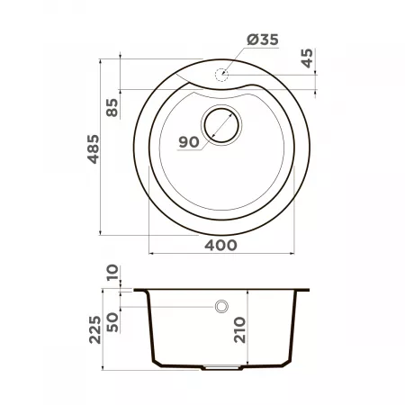 Мойка Omoikiri Yasugata 48R-SA бежевый (485x485 мм) 4993132