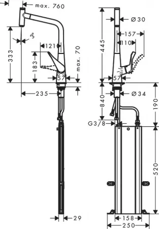 Смеситель Hansgrohe Metris Select 73807000 хром