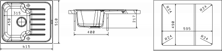 Мойка Florentina Таис-615 Черный  (615x510 мм) 20.235.A0615.102