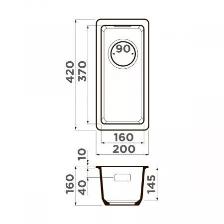 Мойка Omoikiri Kata 20-U-CA карамель (200x420 мм) 4993371