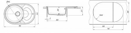 Мойка Florentina Родос-760 Шампань  (760x510 мм) 20.140.D0760.202