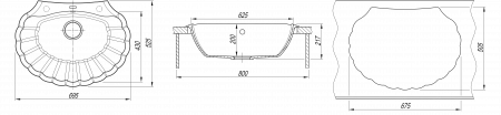 Мойка Florentina Гребешок Черный  (695x525 мм) 20.345.E0695.102
