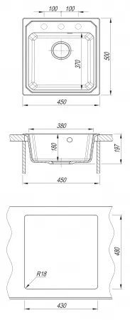 Мойка Bamboo Кардинал 450 черный 29.030.B0450.407 (450x500 мм)