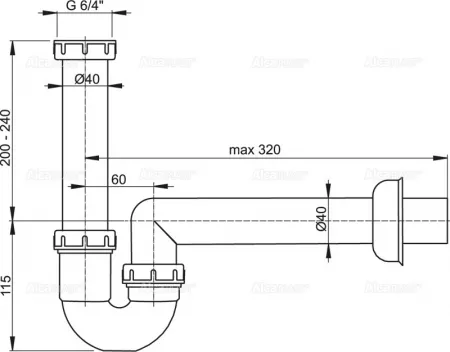 Сифон AlcaPlast A80-DN40