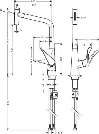 Смеситель Hansgrohe Metris Select 73820800 под сталь