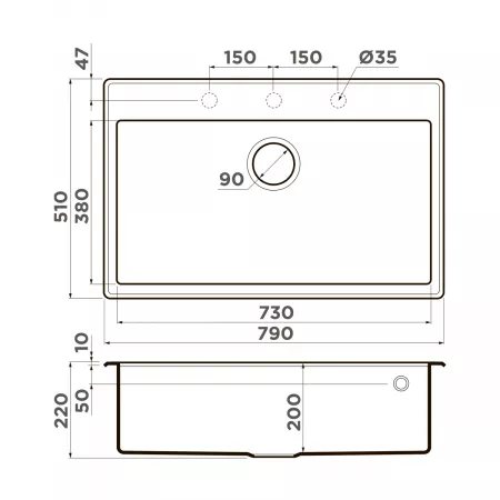 Мойка Omoikiri Tedori 79-PL платина (790x510 мм) 4993955