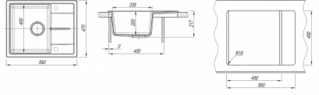 Мойка Dr. Gans Ника-580 черный 25.070.B0580.407 (580x470 мм)