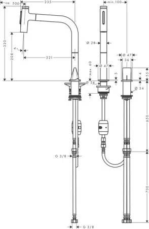 Смеситель Hansgrohe Metris Select 73819800 под сталь