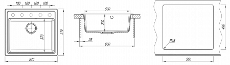 Мойка Dr. Gans Ника-570 черный 25.070.D0570.407 (570x510 мм)